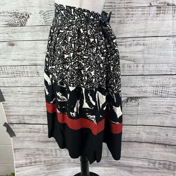 Avenue Skirt size 14 Black Red Leaves Knee A Line Pockets Modest Church Casual - Picture 8 of 10